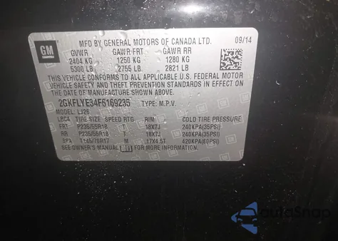 2015 GMC Terrain Slt-2 z USA, uszkodzony, nr VIN 2GKFLYE34F6169235